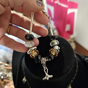 Silver and Black Charm Bracelet